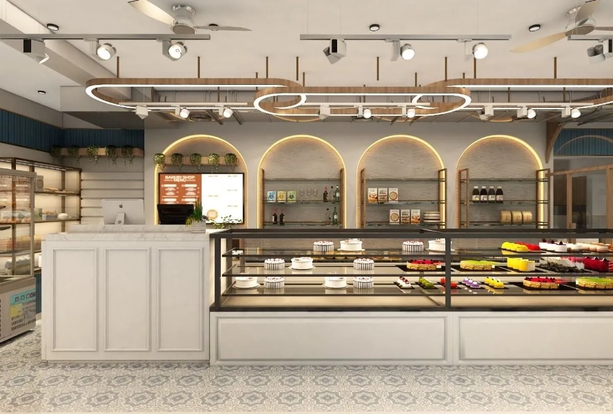 Sweet shop and bakery display counter