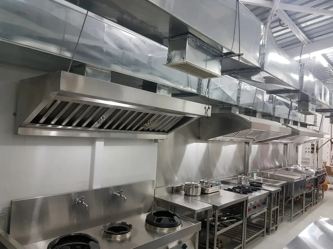 Installed stainless kitchen line