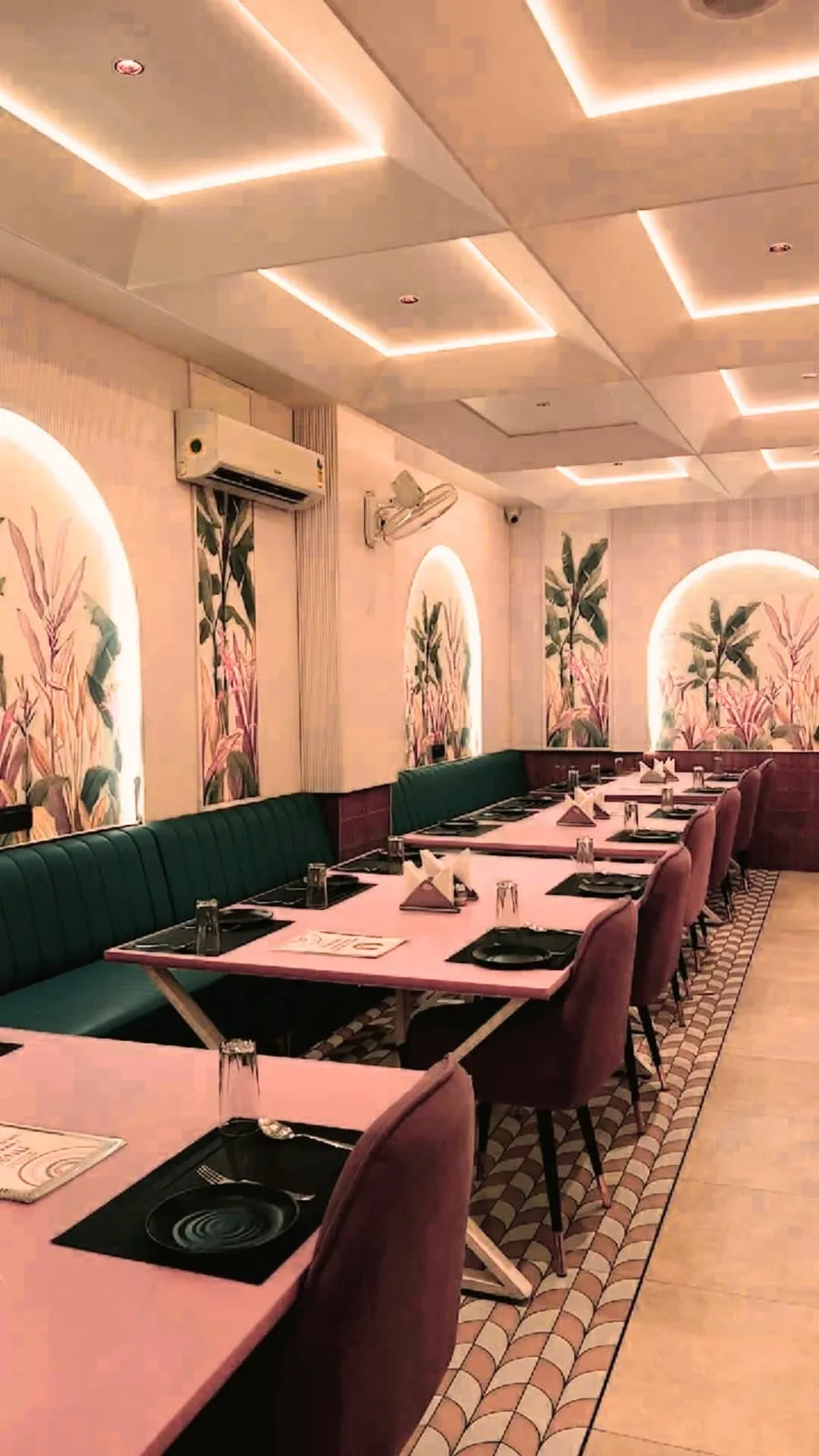 Arched hotel restaurant interior
